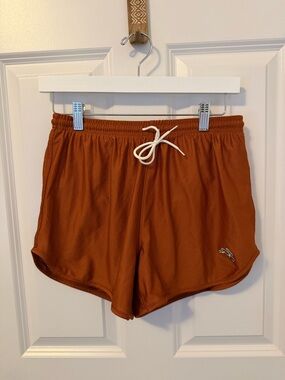 Tracksmith Rust Orange Mesh Athletic Shorts with White Drawstring